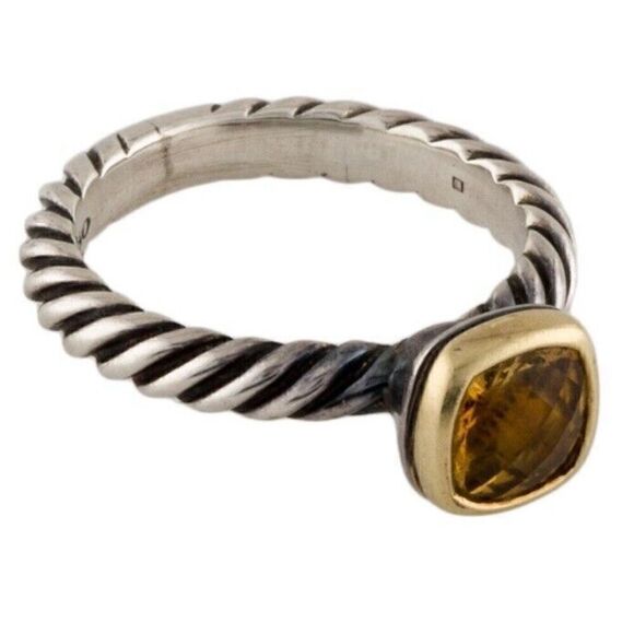 EUC Authentic David Yurman Nobelesse Citrine 18kt Gold & 925 SilveRing Size 4.75 - Picture 11 of 12